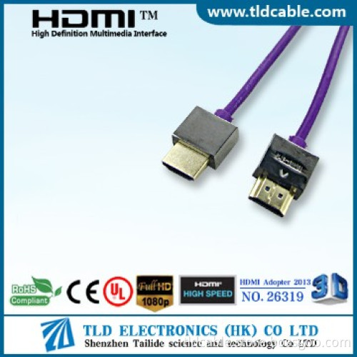 Purple Slim HDMI Cable A to A with Metal Shell